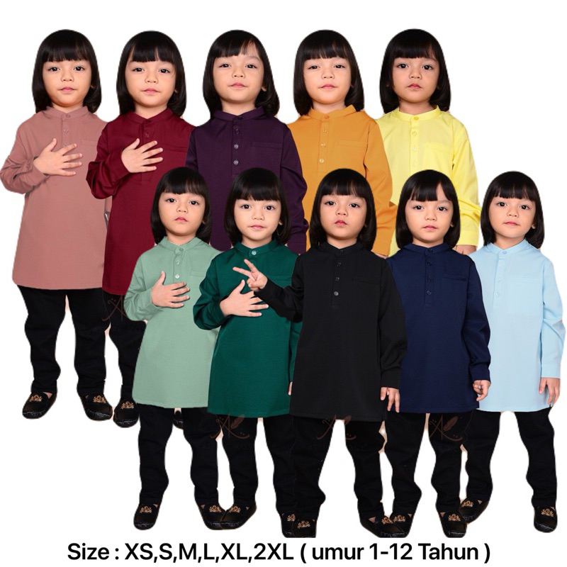 SALES (1-12 THN) KURTA KIDS IMRAN CUFF BUDAK RAYA TEAL DUSTY GREEN BABY NAVY BLUE BLACK DUSTY PINK YELLOW MAROON GREY