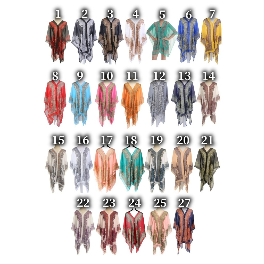 Baju Shawl Batik Silk Scarf Chiffon Lady Blouse Top Women Beachside