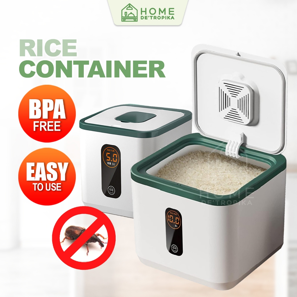 Quality deTropika Rice Grain Dispenser Container Bucket Storage Box 5kg 10kg Bekas Simpan Beras Tempat Letak Beras 米桶米缸