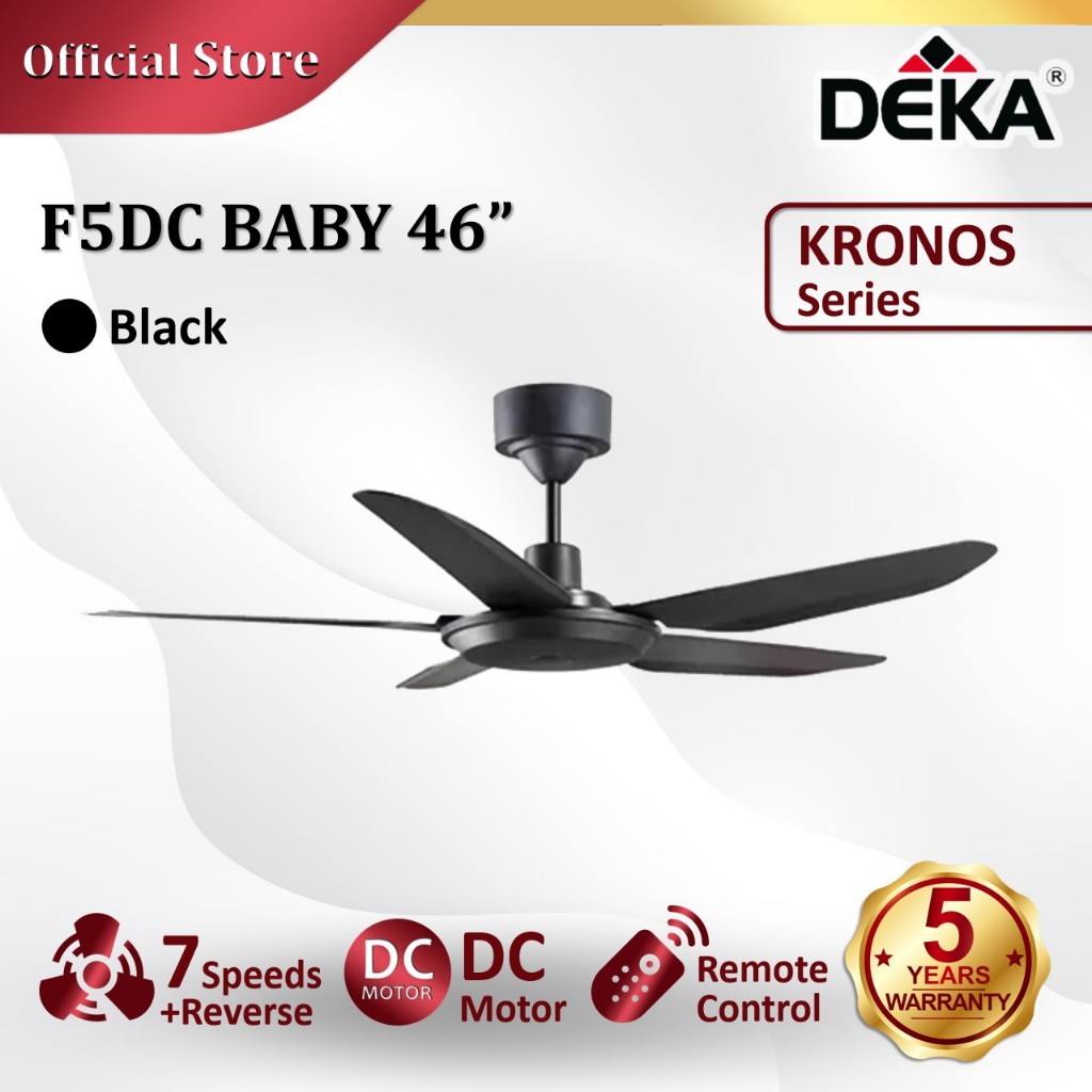 DEKA KRONOS F5DC F5DCL 56" | F5DCBABYL 46" 5 Blades DC Motor 7 Speed Control+Reverse Ceiling Fan with Light Kipas Siling