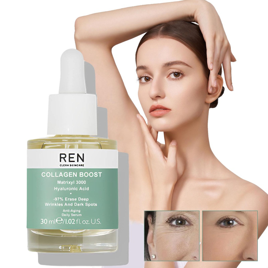 REN Collagen Boost Anti Aging Serum Reduces Wrinkles Fine Lines Moisturizing 30ml