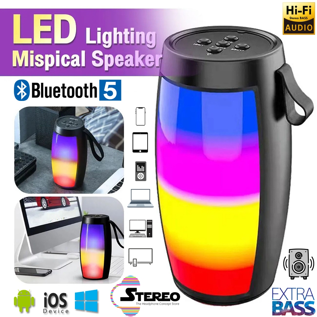 LED RGB Light Wireless Bluetooth Speaker Portable Subwoofer Music Player Bass Boost Sound USB AUX TF for PC Phone 蓝牙音响