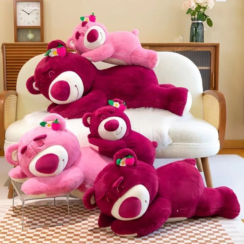 100cm Lotso Strawberry Sleep Bear Plush Doll Big Size Small Size soft Birthday Present For Kids Strawberry Bear