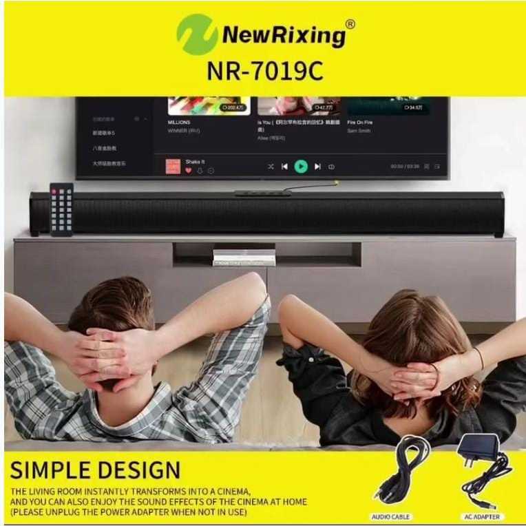 NEW RIXING NR-7019C WALL MOUNTED TV HI-FI WIRELESS SOUNDBAR BLUETOOTH 5.1+EDR POWER SPEAKER