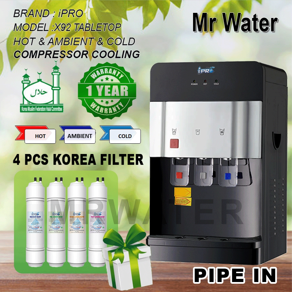 Water Dispenser Penapis air 3 suhu Hot & Normal & Cold  Model: GX95 or GX92 With 4 PCS Korea Halal Water Filter