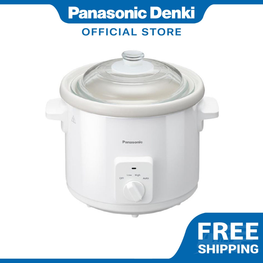 PANASONIC NF-N31 3.0L Slow Cooker with Glass Lid with Protective Silicone Rubber & Removable Ceramic Pot NF-N31AWSK