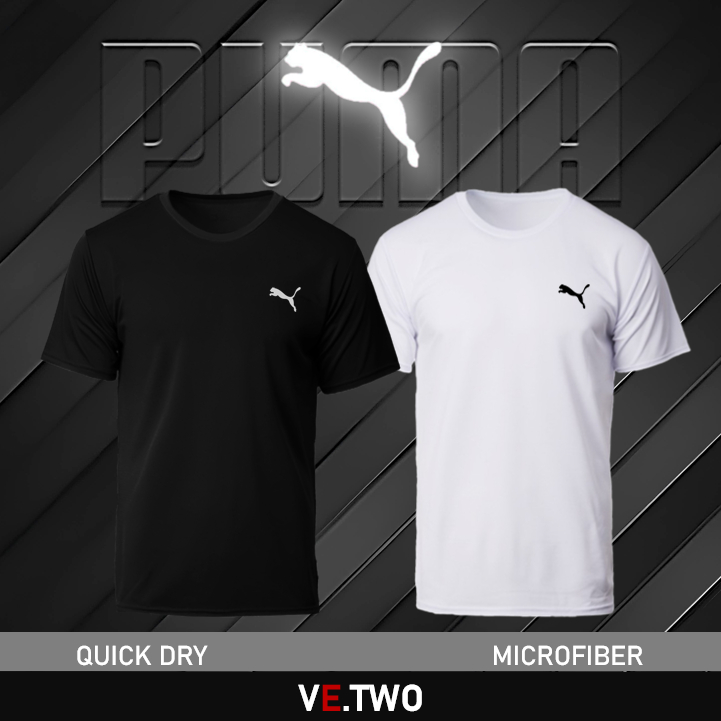 VE.TWO Puma Microfiber T shirt Men Tshirt Women T Shirt Jersey Quick Dry Unisex Baju Puma 1 Dark Grey XL PGMall