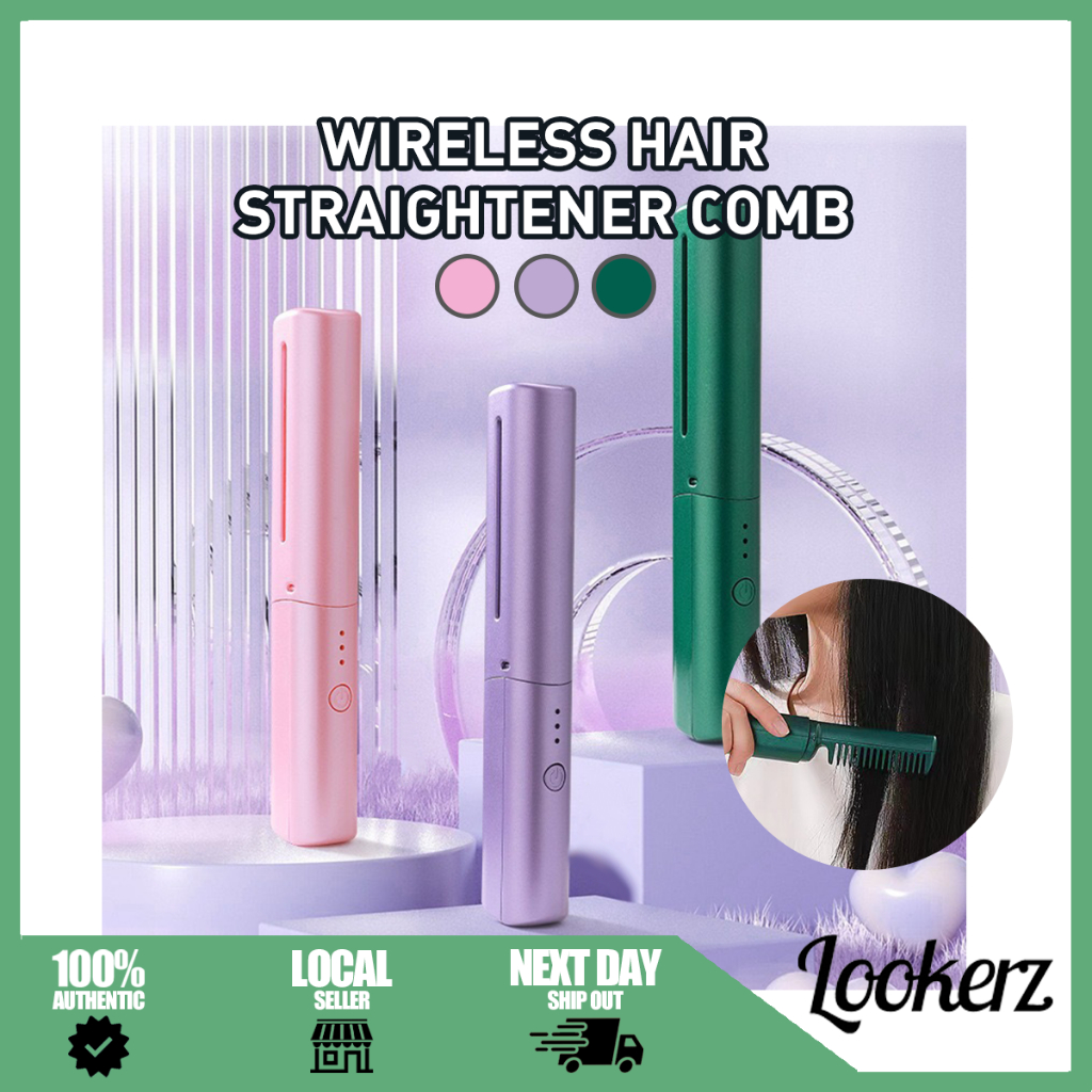 ✅[MY] Wireless Hair Straightener Comb/ Dual-purpose Hair Straightener & Curler/ Rechargeable Portable Hair Care Brush