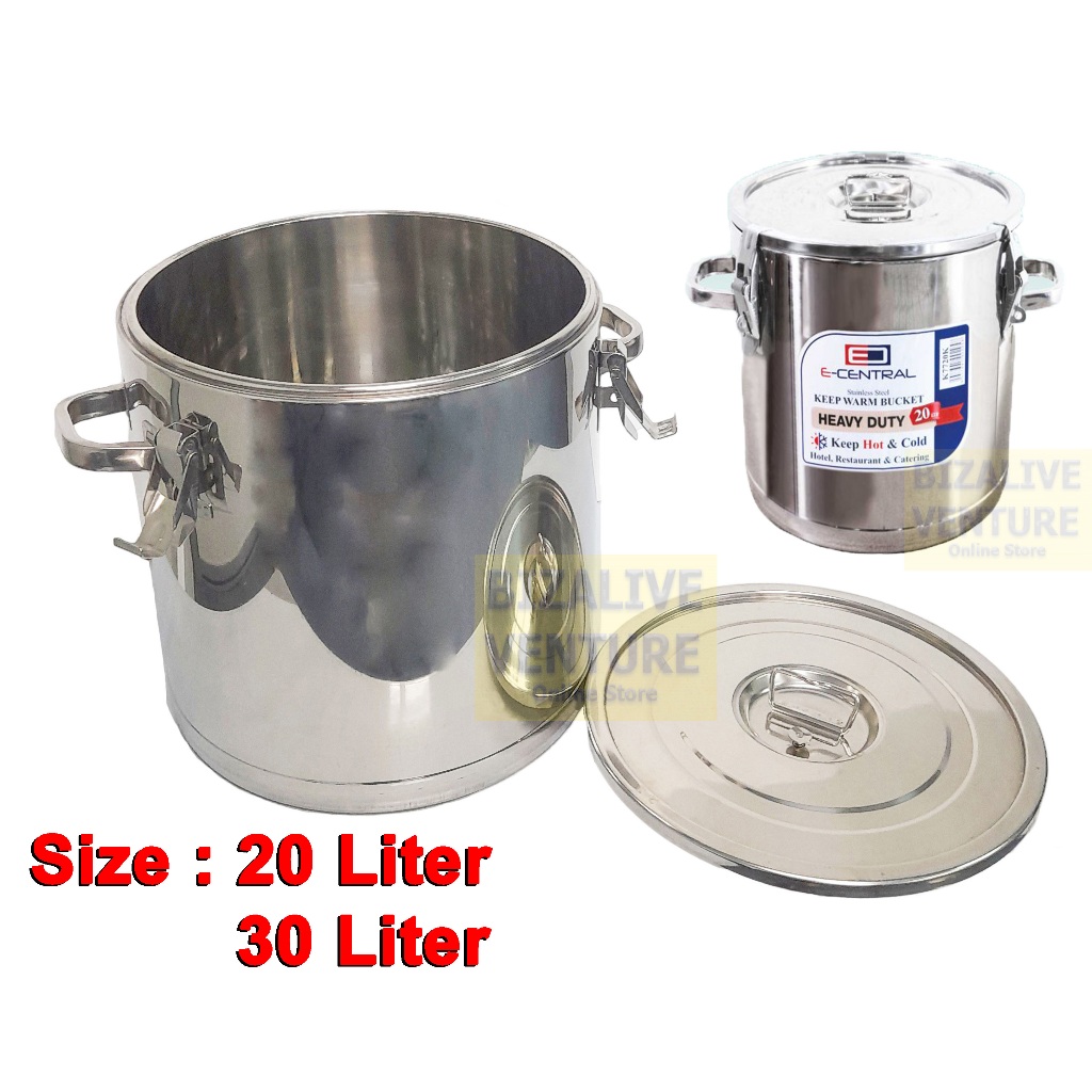 Stainless Steel 2 Layer Keep Warm Bucket | Insulated Food Warmer Storage Barrel | 保温桶 | Periuk Thermos | Bekas Makanan