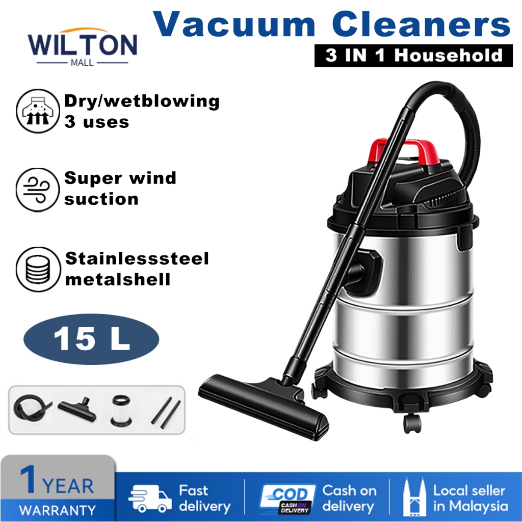 Vacuum Cleaner Heavy Duty Stainless Steel Vacuum Cleaner 1000W Dry Wet Vacuum 3 In 1 Blower Dust