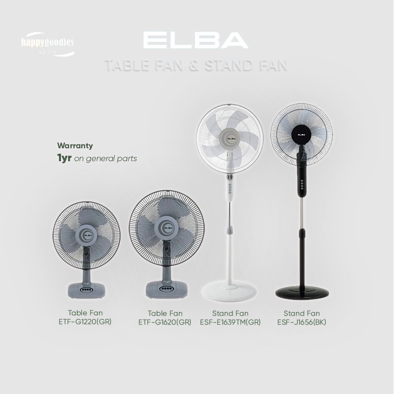 Elba 16" Table Fan ETF-G1620(GR) / Stand Fan ESF-E1639TM(GR) / ESF-J1656(BK)