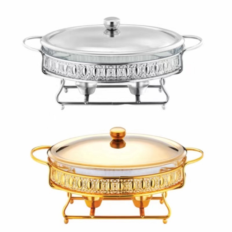 3L Chafing Dish Set Hotel Restaurant Applicable Egg Shape Alcohol Stove Food Heating Container Buffet Stove