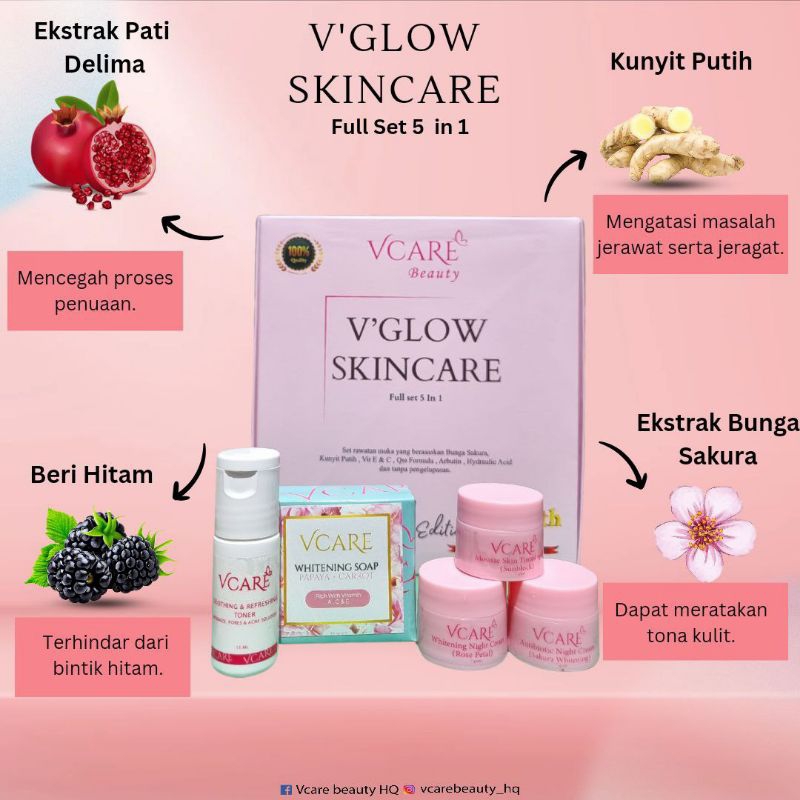 VCARE FULL SET SKINCARE 5IN1 (ORI HQ)