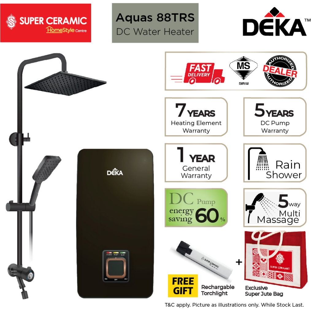 DEKA Aquas 88TRS / Aquas 33 DC Booster Inverter Pump Water Heater / Non-Pump Instant Heat Water Heater DEKA AQUAS SERIES