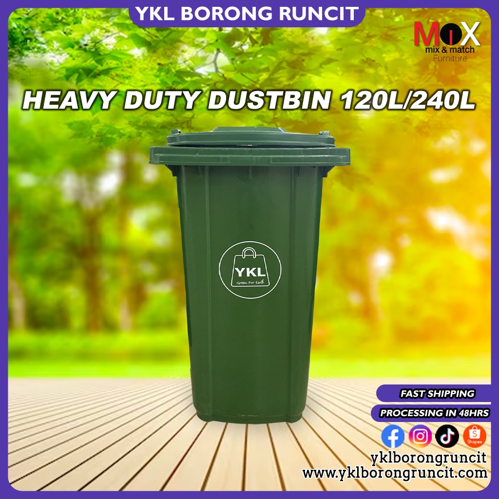 YKL Sabah ⚠️120L/240L HEAVY-DUTY LARGE DUSTBIN⚠️ | Tong Sampah Beroda | Industrial Garbage Bin | Public Area