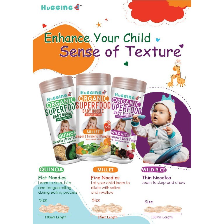 Hugging Love Organic Baby Superfood Noodles - Millet/Wild Rice/Quinoa EXP 03/2027