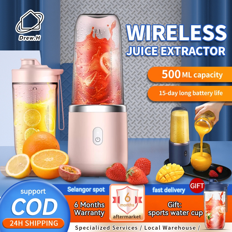 Electric fruit juicer blender juice mixer mini Wireless Portable USB Charging 6 Blade extra gift juice cup 榨汁机