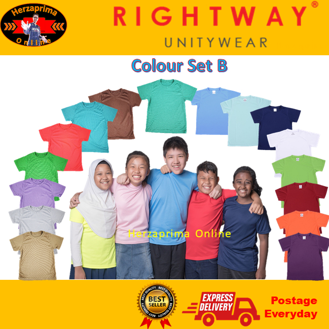 RIGHTWAY T-Shirt Microfiber Kids Short Sleeve Colour Set B By Herzaprima Online