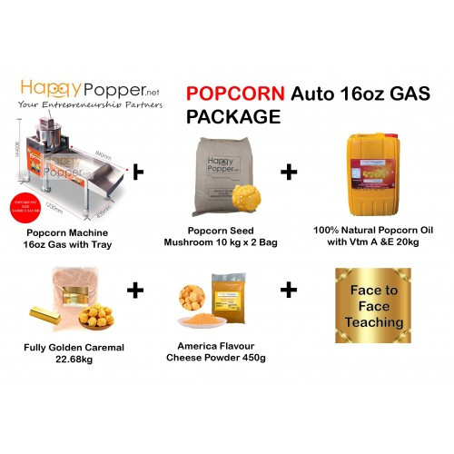 Business Package Commercial Stainless steel Popcorn Pop corn Maker Machine Auto with Stand Full Set 16oz Gas 16 oz Heavy