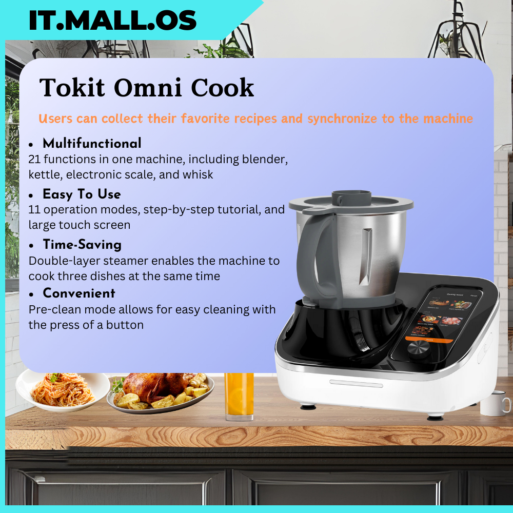 TOKIT Omni Cook: Your Smart Home Chef, With 【Stir-Frying, Cutting, Slow Cooker, Steamer, Juicer, Etc.】