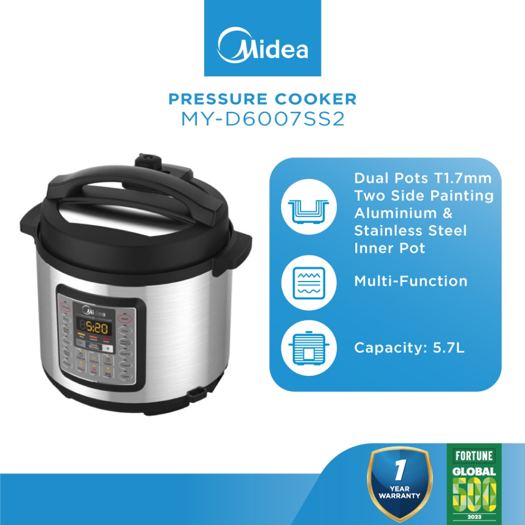 Midea MY-D6007SS2 5.7L Pressure Cooker With Dual Inner Pots