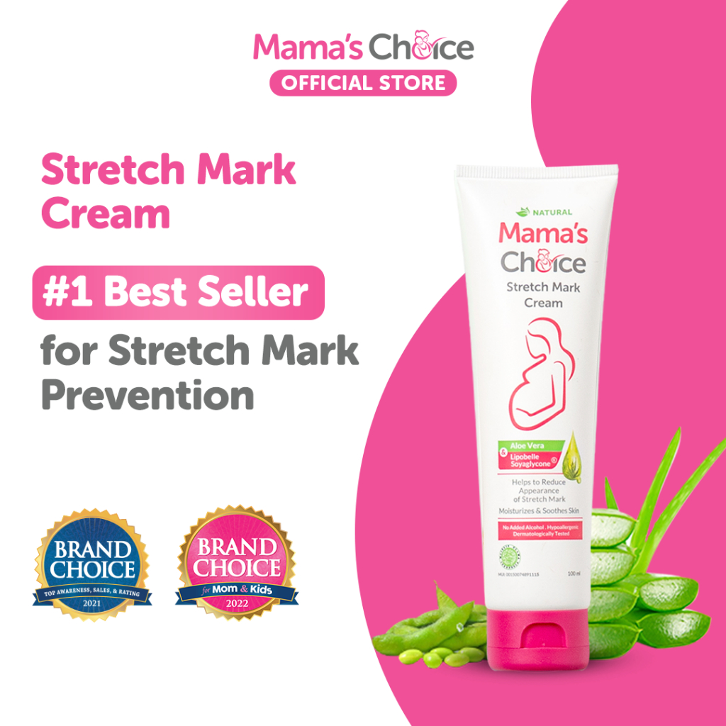 Mama's Choice Stretch Mark Cream (Safe, Halal, Natural Maternity Skincare For Pregnant Moms) | Stretch Mark Lotion 100ml