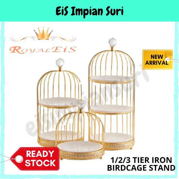 (Ready Stock!!) Royal Eis 1/2/3 Layer Golden Iron Birdcage Cake Stand Display Stand Wedding Cake and Dessert Stand