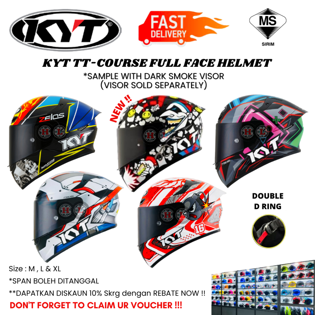 KYT TT COURSE SERIES HELMET FULL FACE ( XAVIER SIMEON / SUPER MARIO / SPACE MONKEY / RATTHAPARK ) - KYT TT-COURSE