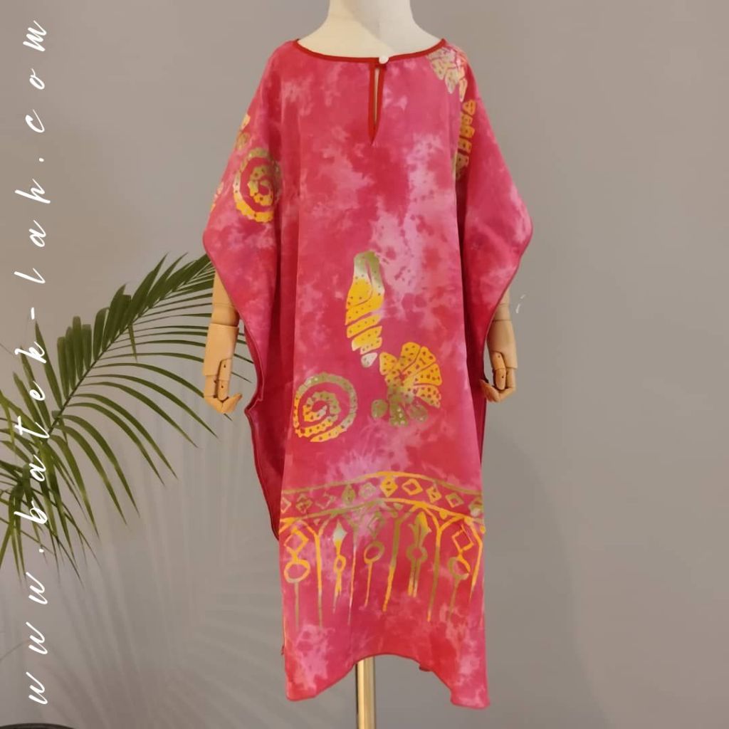 Little Batik Blossoms (XL Size) Handcrafted kid kaftan - 100% handmade genuine batik - comfy & soft home wear for kids