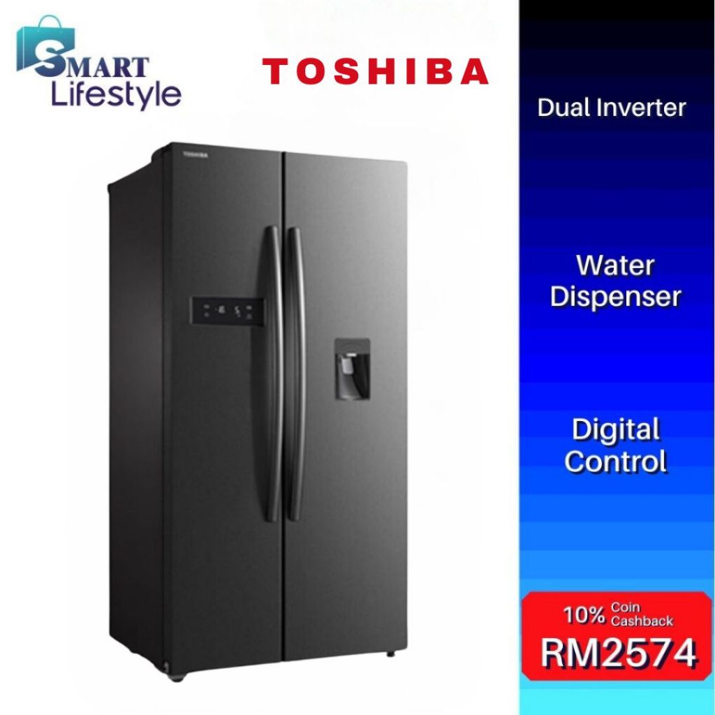 Toshiba Side-By-Side Door Refrigerator (591L) GR-RS682WE-PMY