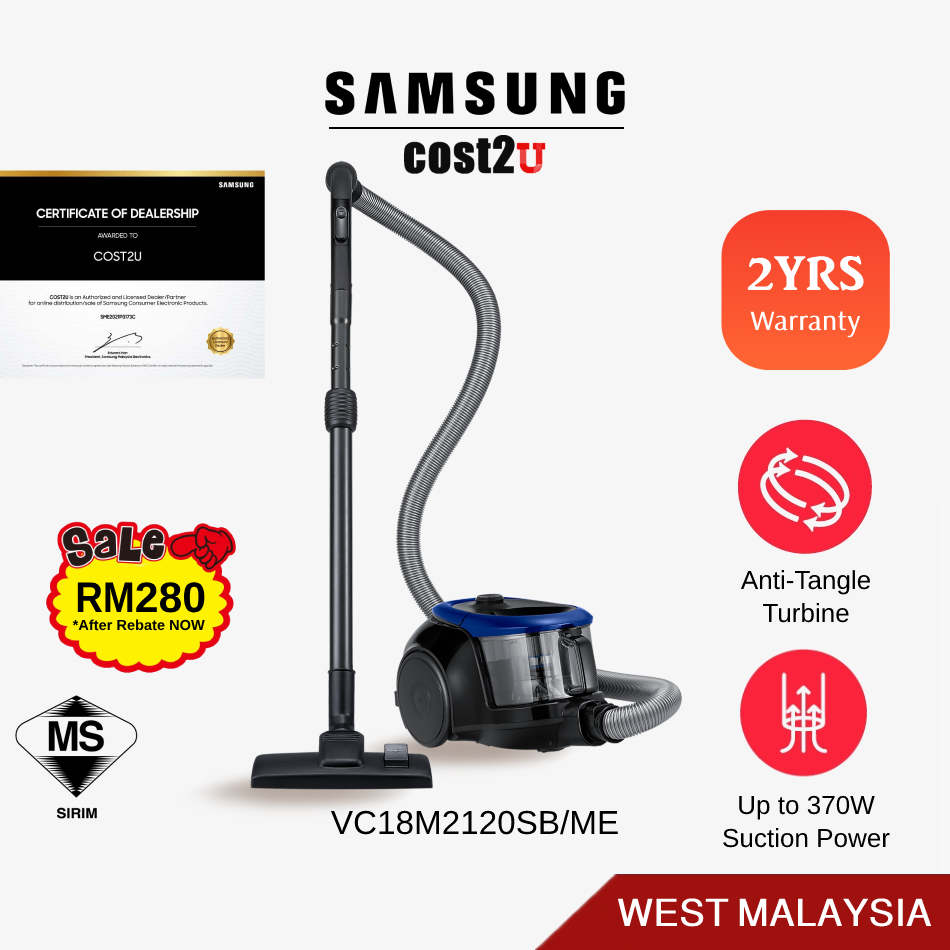 Samsung Canister Bagless Vacuum Cleaner 1800W | VC18M2120SB/ME VC18M3110VB/ME (Penyedut Habuk 吸尘器)