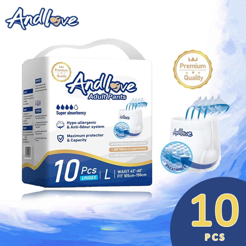 [24 hours delivery] ANDLOVE Adult Diapers M/L/XL /XXL(10pcs/1pack) Adult Pull-Up Pants, Leak-Proof