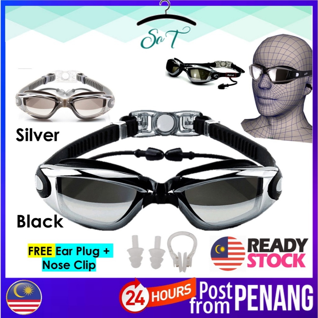 [127] PENANG READY STOCK Swimming Goggles Men Women Adult Swim Googles Anti Fog Anti-fog UV Lens Renang Cermin Mata 成人泳镜