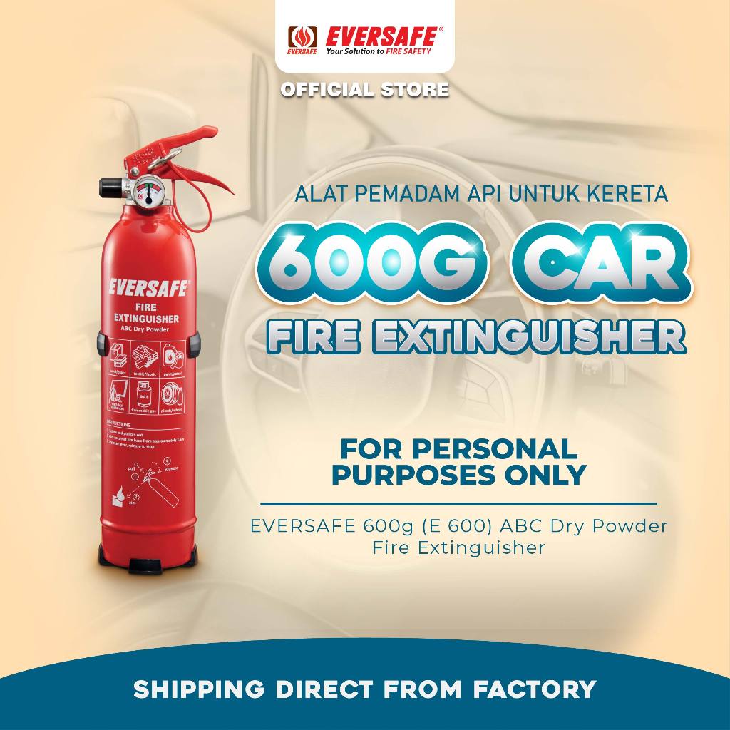 [HQ] EVERSAFE 600g Fire Extinguisher Car & House (EVERSAFE 600g Alat Pemadam Api Kereta & Rumah)