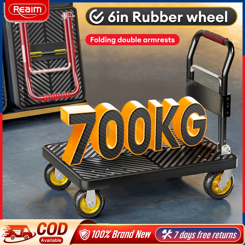 IRON Silent Trolley Portable 1000KG Hand Truck Trolley PVC Foldable Steel Beam Reinforcement Platform Hand Truck troli