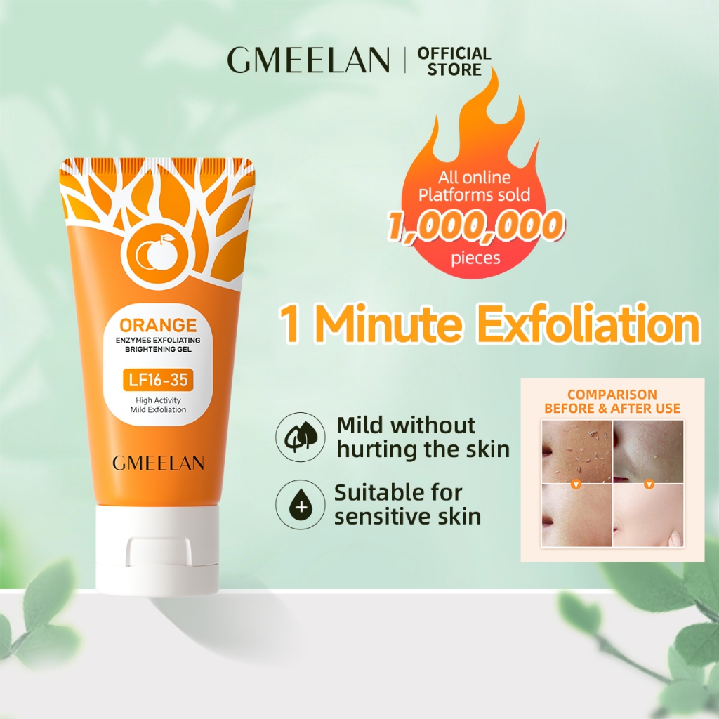 GMEELAN Orange Enzymes Exfoliate Brightening Gel Vitamin C Exfoliates Face Scrub Peeling Gel 50G Blackhead Removal