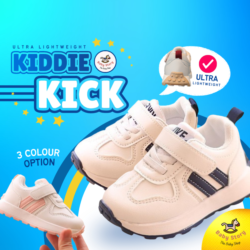 Baby Story Kasut Budak Unisex Fashion Lightweight Kid Girl Boy Sport Shoe Soft PU Leather Sneaker Lelaki Perempuan