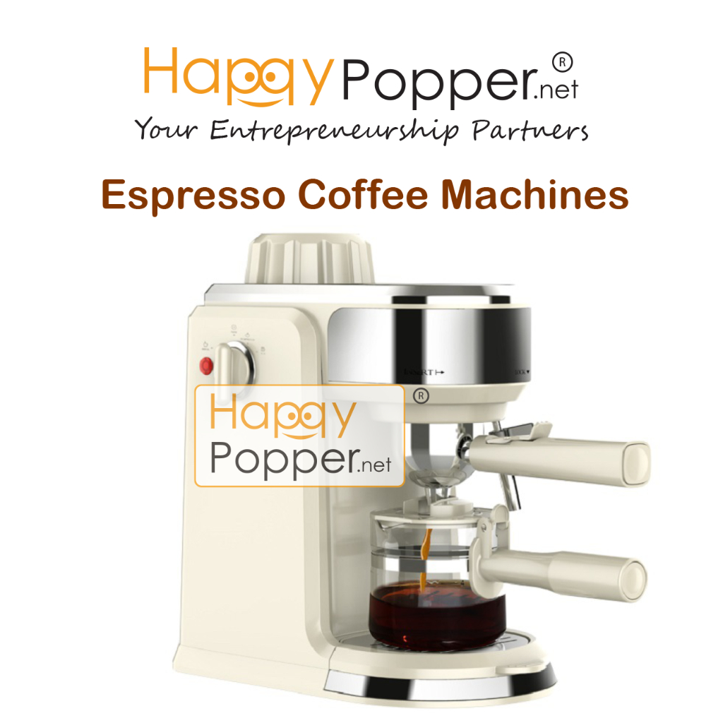 HAPPYPOPPER Espresso Coffee Machine With Milk Frother Steamer Semi Auto Kopi Mesin Home Use 20 Bar 浓缩咖啡机 家用小型全半自动浓缩蒸汽打奶泡