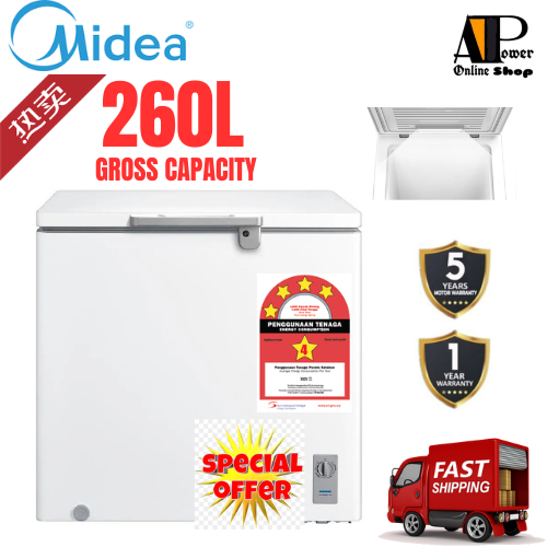 SAVE 4.0 PAHANG / KELANTAN / TERENGGANU  Midea/Haier WD-260  NEW CHEST FREEZER GROSS 258L NET 200l WHITE INNER ..