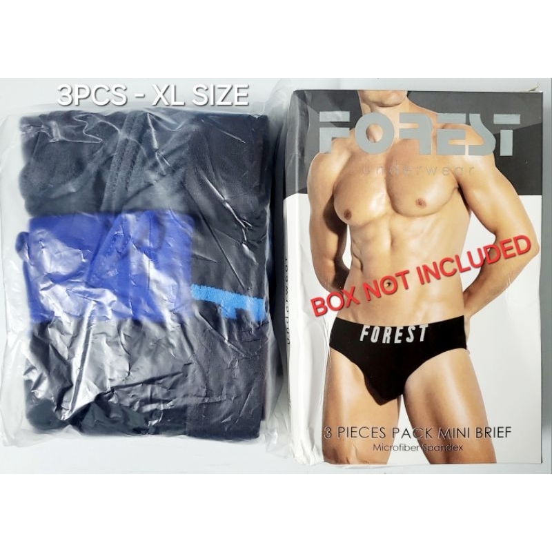 Original Forest Men Underwear Mini Brief Microfiber Spandex (3pcs XL Size - Black,Grey,Blue Color)