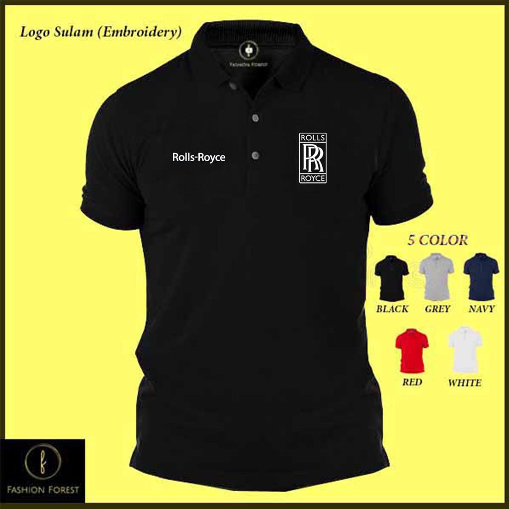 Rolls-Royce POLO Sports Cars Collar T-Shirt Polo Shirt Cotton Embroidery Sulam 1