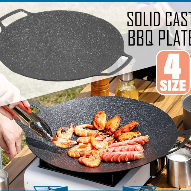 Samgyupsal Korean BBQ Grill Pan Smokeless Non-stick Grill Pan Outdoor Camping Frying Pan Barbecue Tray 韩式烤盘 不粘烤肉盘
