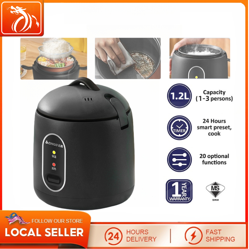 1.2L Mini Rice Cooker electric caldron with Non-stick Pot and Steamer Periuk Nasi Pengukus Pot Periuk Elektrik 电饭煲电煮锅