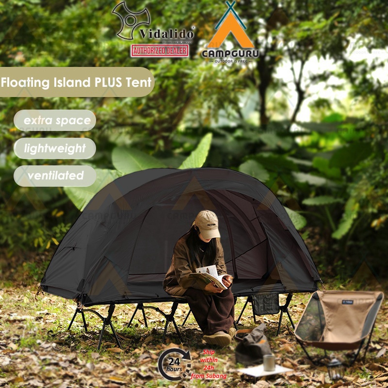 VIDALIDO Floating Island PLUS Camping Tent Solo Camp Mosquito Net Lightweight Portable Sleeping Cot