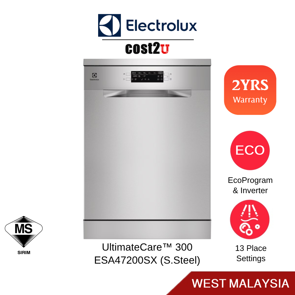 Electrolux 60cm UltimateCare 300 INVERTER Freestanding Dishwasher | ESA47200SX ESF5512LOX (Mesin Pencuci Pinggan 洗碗机)