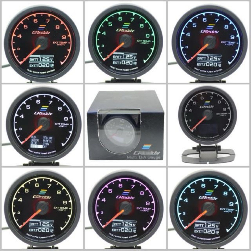 Meter Greddy 2 In 1 Multi DA Gauge / Meter with 7 Color ( water temp / vaccum / turbo / rpm / oil temp / oil pressure )