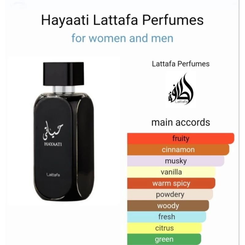 Hayaati by Lattafa Perfumes is a Woody Aromatic fragrance for women and men.###@
