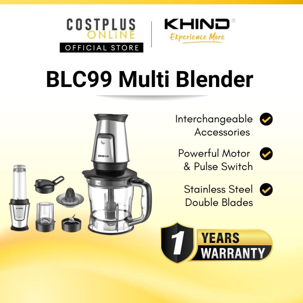 Khind Multi Blender Chopper Grinder Juicer with Safety Lock BLC129 / BLC99 / Hand Blender BH600M / BH600SS / BH600AS 搅拌机