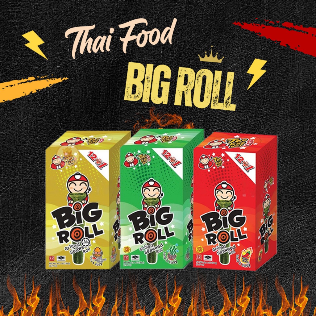Tao Kae Noi Big Roll Grilled Seaweed / Thailand Snack Seaweed 3G x 12pcs (36G) Original Classic / Spicy / Sotong