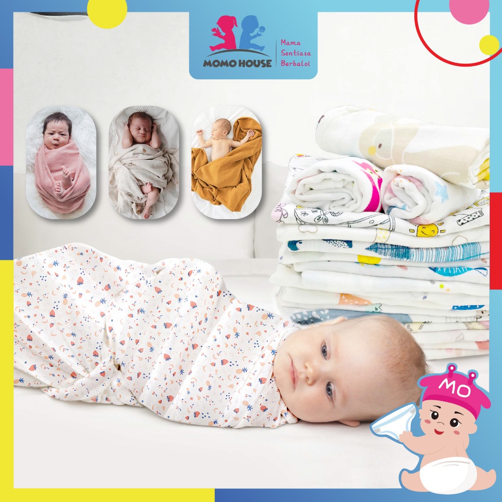 Newborn Baby Muslin Swaddle Soft Blanket Kain Bedung Kain Selimut Napkin Lampin Blanket Premium Quality